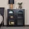 Solstice 3ft. Black Metal Cabinet with Arched Glass Doors